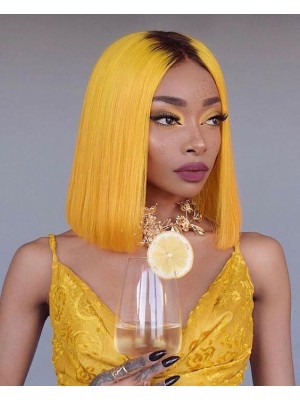 Magic Love Human Virgin Hair Color 1B/Yellow Summer Bob Pre Plucked Lace Front Wig And Full Lace Wig For Black Woman Free Shipping (MAGIC0262)