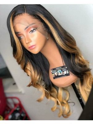 Magic Love Human Virgin Hair Ombre 1b/27 Pre Plucked Lace Front Wig And Full Lace Wig For Black Woman Free Shipping (MAGIC0157)