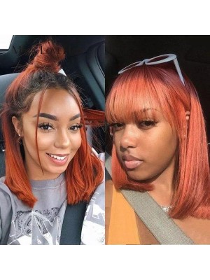 Magic Love Human Virgin Hair Orange Bob Pre Plucked Lace Front Wig And Full Lace Wig For Black Woman Free Shipping (MAGIC0479)