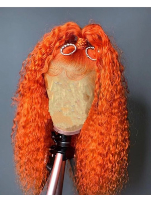 Magic Love Human Virgin Hair Orange Curly Pre Plucked Lace Front Wig And Full Lace Wig For Black Woman Free Shipping (MAGIC0436)