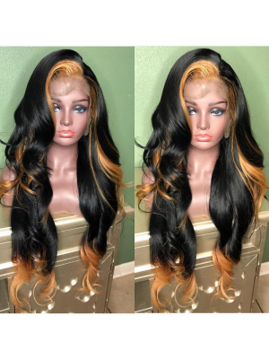 Magic Love Hair 300% Density Pre Plucked Human Hair Ombre 1b/27 Wave Closure Wig Made By Bundles And Closure/Frontal (MAGIC0242)