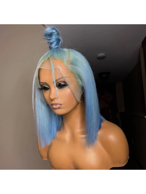 Magic Love Human Virgin Hair Blue Bob Pre Plucked Lace Front Wig And Full Lace Wig For Black Woman Free Shipping (MAGIC0261) (MAGIC0267)