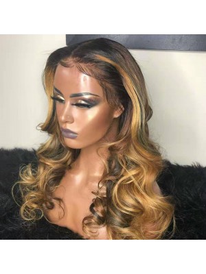 Magic Love Human Virgin Hair 13x6 Ombre  Wave Pre Plucked Lace Front Wig And Full Lace Wig For Black Woman Free Shipping (MAGIC0306)