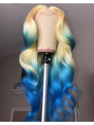 Magic Love Human Virgin Hair Ombre Blonde& Blue Pre Plucked Lace Front Wig And Full Lace Wig For Black Woman Free Shipping (MAGIC0193)