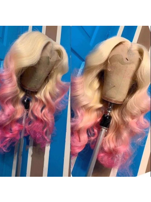 Magic Love Human Virgin Hair Ombre Pink Pre Plucked Lace Front Wig And Full Lace Wig For Black Woman Free Shipping (MAGIC0513)