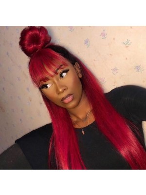 Magic Love Human Virgin Hair Red Color Wigs With Bangs Pre Plucked Lace Front Wig And Full Lace Wig For Black Woman Free Shipping (MAGIC0353)