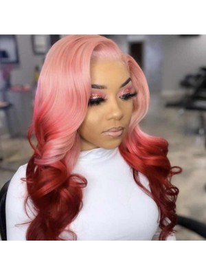 Magic Love Human Virgin Hair Ombre Pink Pre Plucked Lace Front Wig And Full Lace Wig For Black Woman Free Shipping (MAGIC0481)