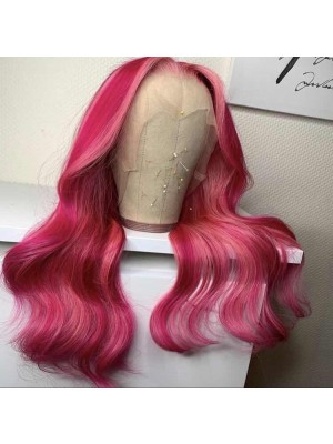 Magic Love Human Virgin Hair Ombre Pink Body Wave Pre Plucked Lace Front Wig And Full Lace Wig For Black Woman Free Shipping (MAGIC0478)