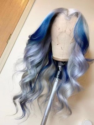 Magic Love Ombre Gray& Blue Color Pre Plucked Lace Front & Full lace Wig For Black Woman Free Shipping (MAGIC0402)