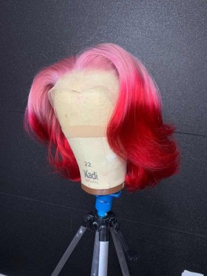 Magic Love Human Virgin Hair Ombre Red Bob Pre Plucked Lace Front Wig And Full Lace Wig For Black Woman Free Shipping (MAGIC0498)