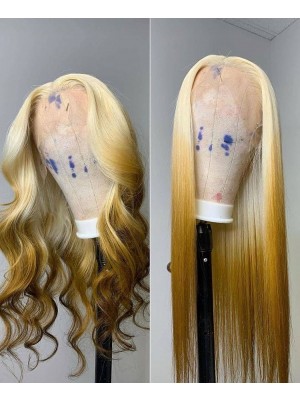 Magic Love Human Virgin Hair Ombre Blonde 613 Pre Plucked Lace Front Wig And Full Lace Wig For Black Woman Free Shipping (MAGIC0491)