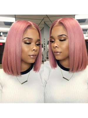 Magic Love Human Virgin Hair Pink Color Summer Bob Pre Plucked Lace Front Wig And Full Lace Wig For Black Woman Free Shipping (MAGIC0275)