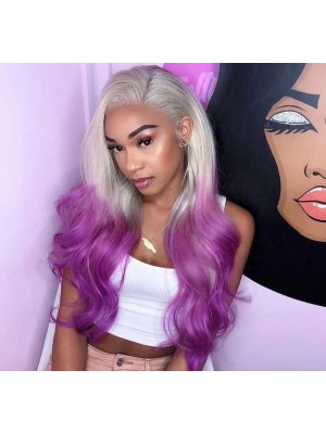  Magic Love Human Virgin Hair Ombre Purple Pre Plucked Lace Front Wig And Full Lace Wig For Black Woman Free Shipping (MAGIC0457)