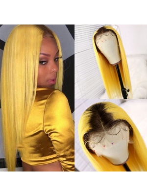 Magic Love Human Virgin Hair Ombre Yellow Pre Plucked Lace Front Wig And Full Lace Wig For Black Woman Free Shipping (MAGIC0440)