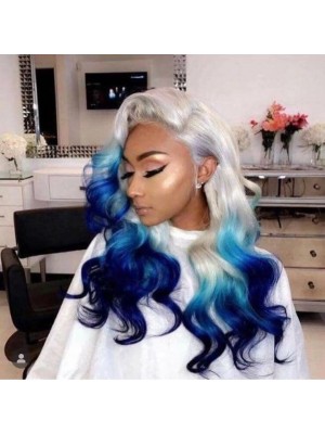 Magic Love Human Virgin Hair Ombre Blue Pre Plucked Lace Front Wig And Full Lace Wig For Black Woman Free Shipping (MAGIC0407)