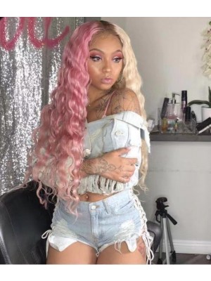 Magic Love Human Virgin Hair Ombre Pink Pre Plucked Lace Front Wig And Full Lace Wig For Black Woman Free Shipping (MAGIC0438)