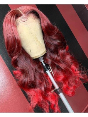 Magic Love Human Virgin Hair Ombre Red Pre Plucked Lace Front Wig And Full Lace Wig For Black Woman Free Shipping (MAGIC0427)