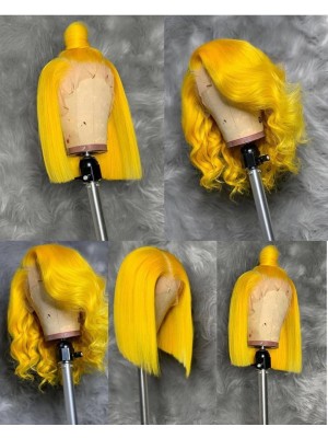 Magic Love Human Virgin Hair Yellow Color Summer Bob Pre Plucked Lace Front Wig And Full Lace Wig For Black Woman Free Shipping (MAGIC0258)
