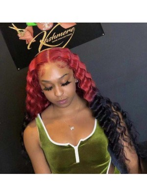 Magic Love Human Virgin Hair Ombre Red Blue Pre Plucked Lace Front Wig And Full Lace Wig For Black Woman Free Shipping (MAGIC0451)