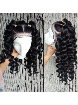 Magic Love Human Virgin Hair Loose Curl Pre Plucked Lace Wig For Black Woman Free Shipping(Magic0278)